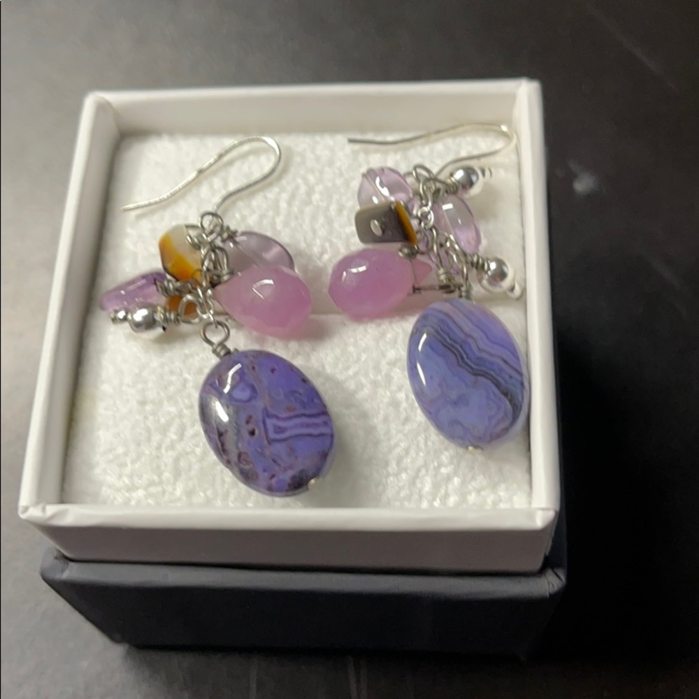 Fashion Earnings purple, amethyst oval stone